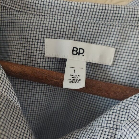 Bp Blue Puff Sleeve Button Up Shirt Career Work Business Stretch Cotton Sz Large - Picture 3 of 10